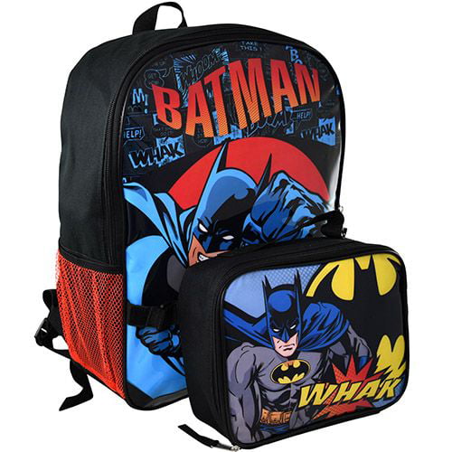 16 pieces Details about   Batman Backpack with Lunch Bag & Back to School Supplies